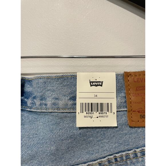 NWT Levi's Premium 501 Original Fit High Rise Distressed Cutoff Shorts Blue 34 - Picture 4 of 5